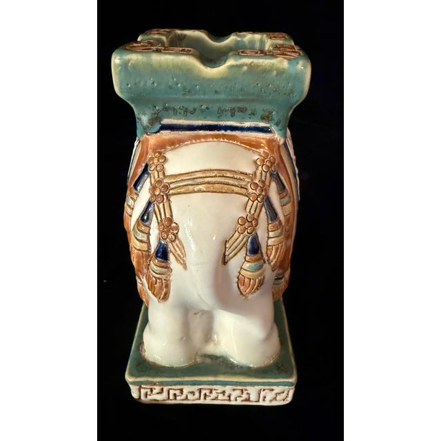 Vintage Chinese Ceramic Elephant Ashtray For Sale - Image 4 of 7
