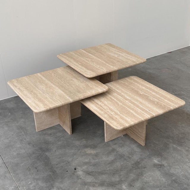 Beige Italian Travertine Nesting Tables, 1970s, Set of 3 For Sale - Image 8 of 16