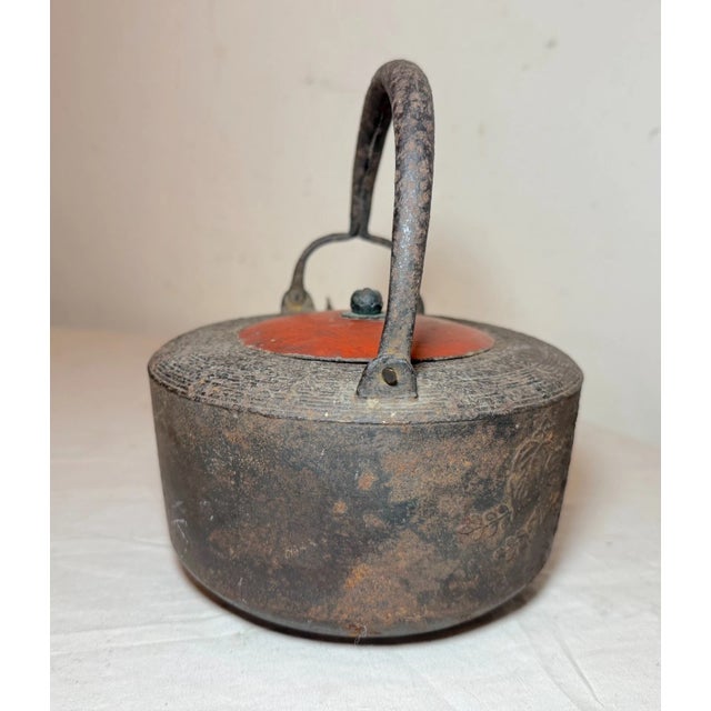 Rare Antique Early 19th Century Japanese Cast Iron Lacquer Sake Kettle Tea Pot For Sale - Image 11 of 16