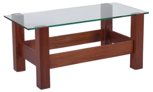 Mid-Century Wood and Glass Coffee Table in the style of Fontana Arte, Italy, 1960s