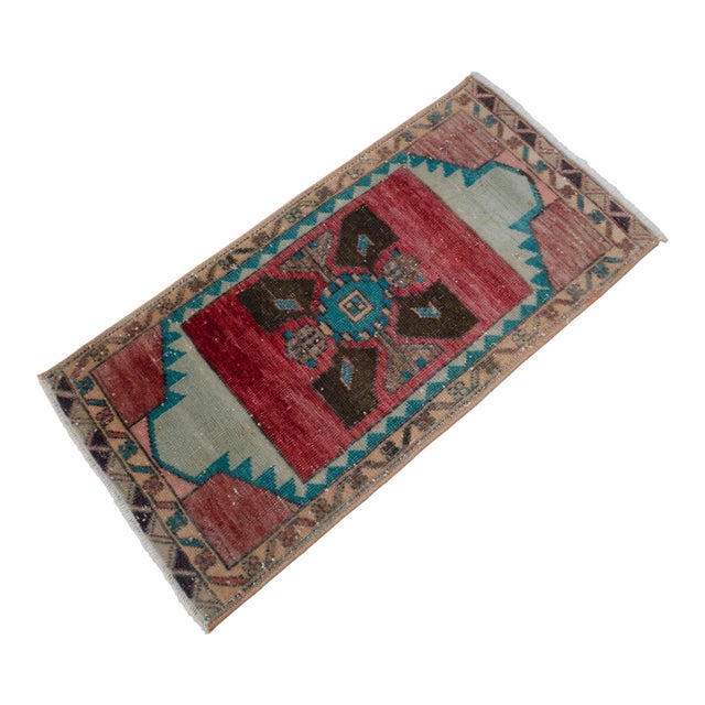 1970s Hand Knotted Mat Small Oushak Rug - 1'4" X 2'7" For Sale - Image 5 of 14