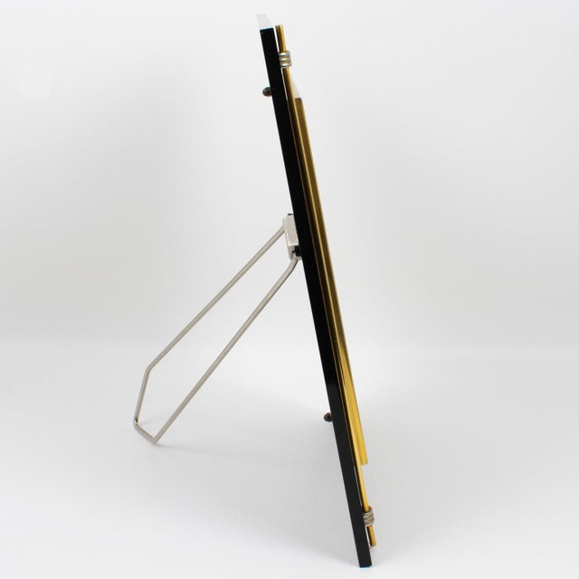 Tommaso Barbi Tommaso Barbi Black Lucite and Brass Decor Picture Frame, circa 1970 For Sale - Image 4 of 9