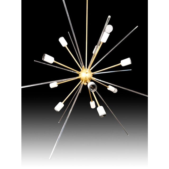 Gold Brass and Methacrylate Ceiling Light, 1980s For Sale - Image 8 of 14