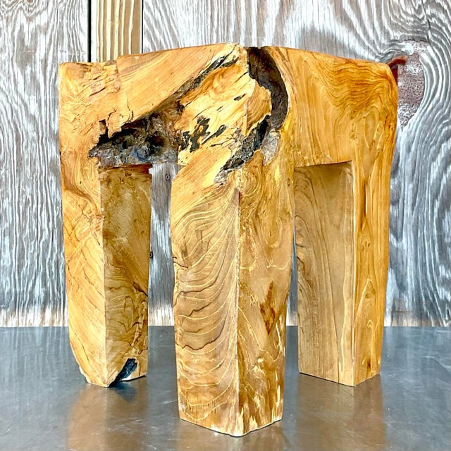 Vintage Organic Modern Sculptural Burl Wood Drinks Table For Sale - Image 4 of 13
