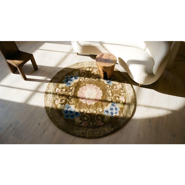 Beautiful Piece Brown Background With Geometric Design Antique Chinese Rug. For Sale - Image 14 of 15