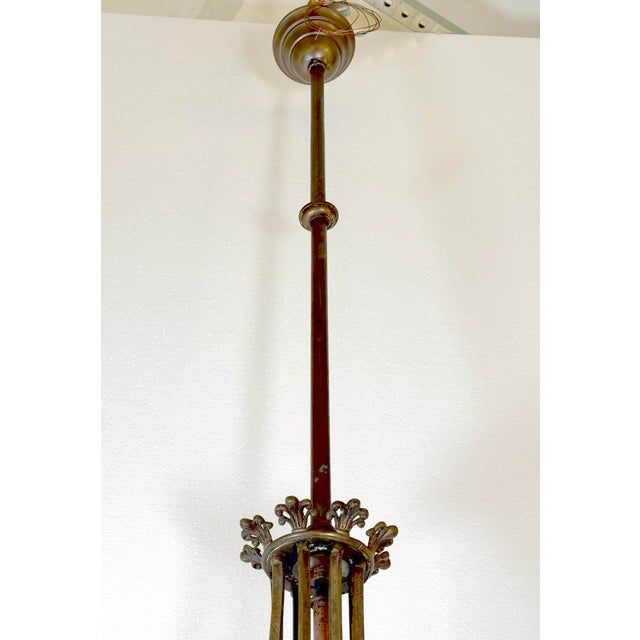 Antique Neoclassical Bronze & Etched Glass Ceiling Lantern For Sale - Image 11 of 11