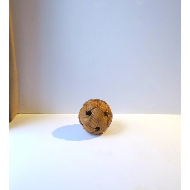 Wicker Rattan Ball Sphere Decorative Object Chinoiserie Style For Sale - Image 9 of 11