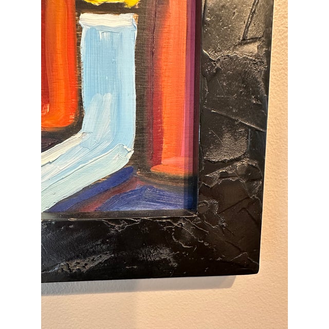Mark Leichliter Oil Painting on Board, Signed & Framed in Brutalist Frame, 2000’s For Sale - Image 10 of 14