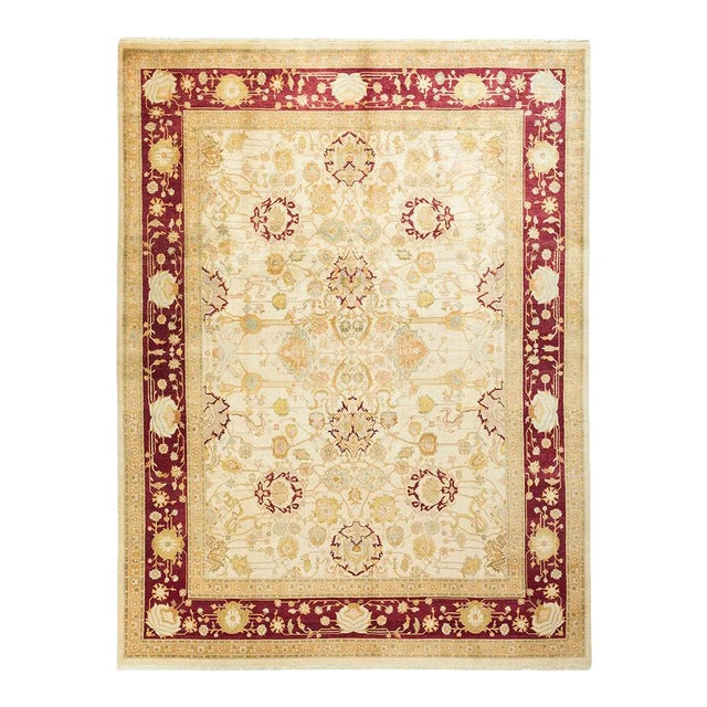 Mogul Collection Hand-Knotted Area Rug - Ivory 8' 1" x 10' 6" For Sale