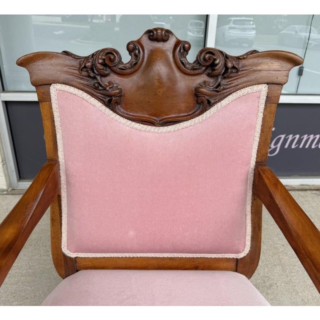 Early 20th Century Victorian Pink Upholstered Chairs With Upholstered Back For Sale - Image 9 of 12