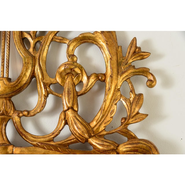 Gold Italian Carved Wood Wall Mantel Gilt Mirror For Sale - Image 8 of 10