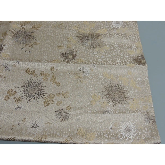 Vintage Silk Obi Textile Fragment Copper and gold embroidery Size:28.5"W x 27"L