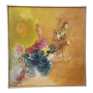 Classic 70's Abstract Oil Painting "Old Roses and the Sun" by David Pierson C.1971 For Sale