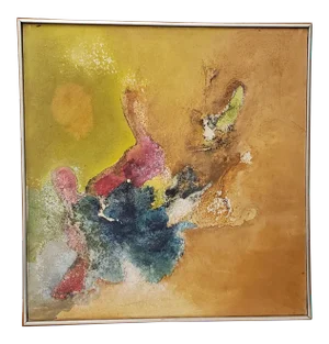 Classic 70's Abstract Oil Painting "Old Roses and the Sun" by David Pierson C.1971