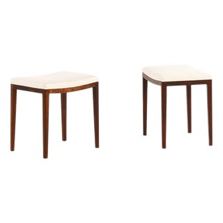 Scandinavian Modern Stools in Rosewood and Wool by Severin Hansen, 1960s, Set of 2 For Sale