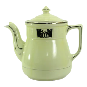 1930's Hall's Silhouette 8 Cups Medallion Coffee Pot, Tavern Scene