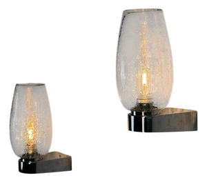 Pulegoso Glass and Chrome Wall Sconces in the style of Seguso Vetri d'Arte, 1970s, Set of 2