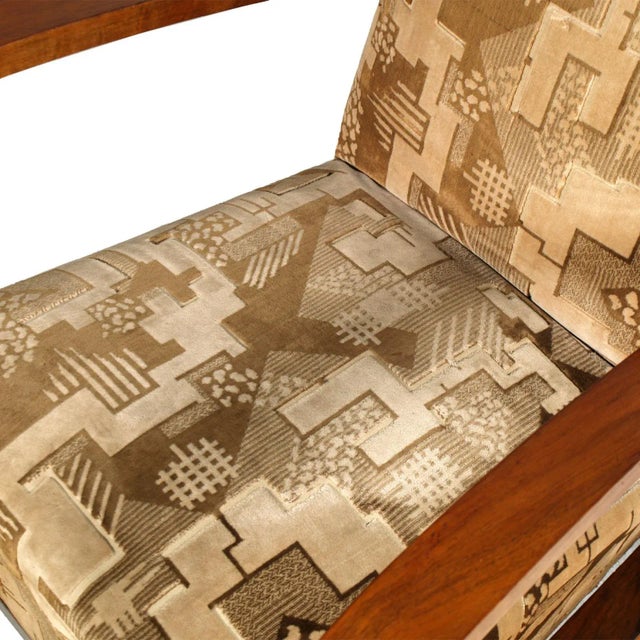 Tan Art Deco Italian Walnut Lounge Chairs and Ottomans from Fortunate Depero, 1920s, Set of 4 For Sale - Image 8 of 17