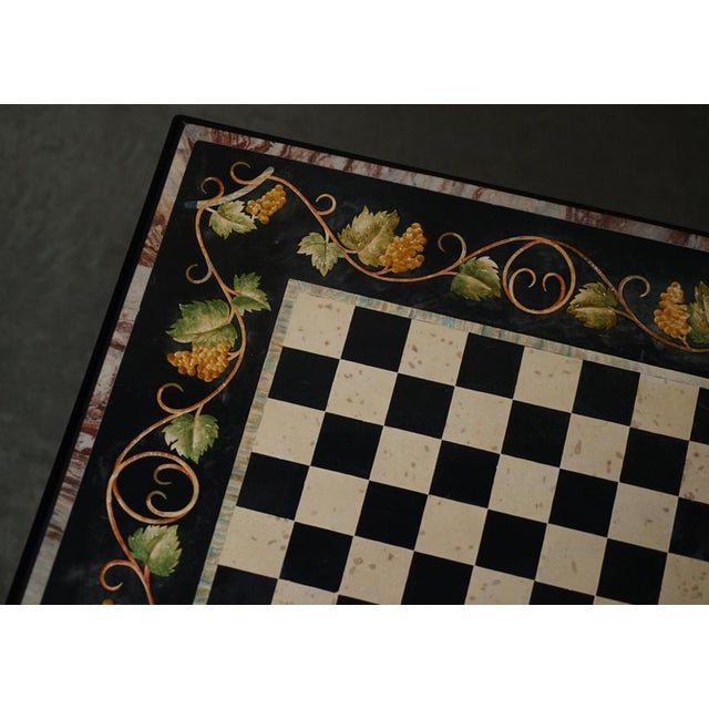 Large Antique Pietra Dura Marble Inlaid Chessboard Table with Cherrywood Base, 1880 For Sale - Image 9 of 18
