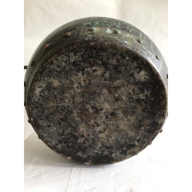 1940s Hand Hammered Studded Patinated Copper Pot With Handles For Sale - Image 9 of 9