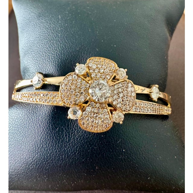 2000 - 2009 3.8 Carat Diamond 14 Karat Gold Cocktail Bangle Bracelet /cuff Estate 13.8 Gm For Sale - Image 5 of 18