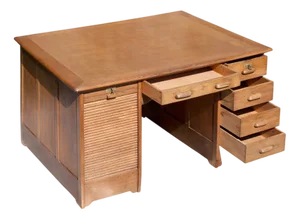 Antique Oak Desk with Two Workstations, 1890s