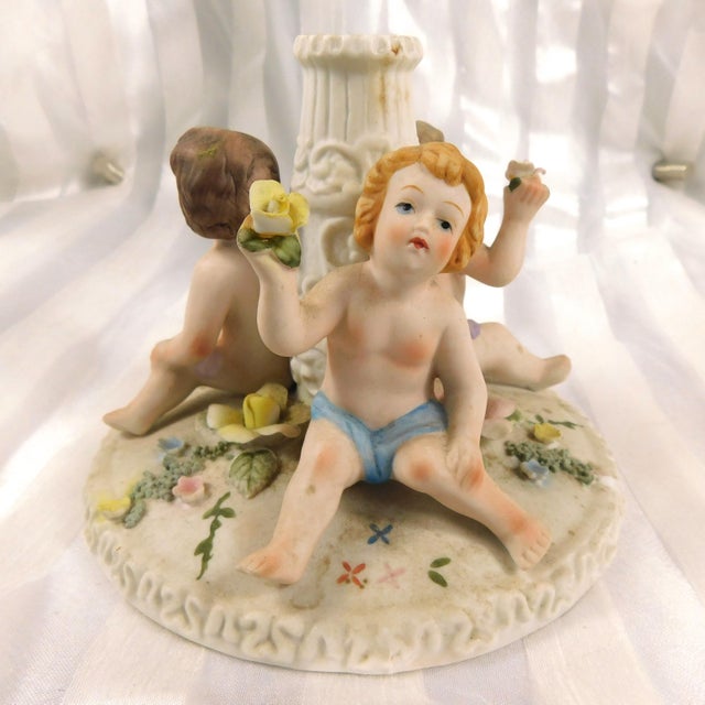 Traditional Dresden Carl Thieme Candle Holder Wiuth Babies and Flowers For Sale - Image 3 of 8