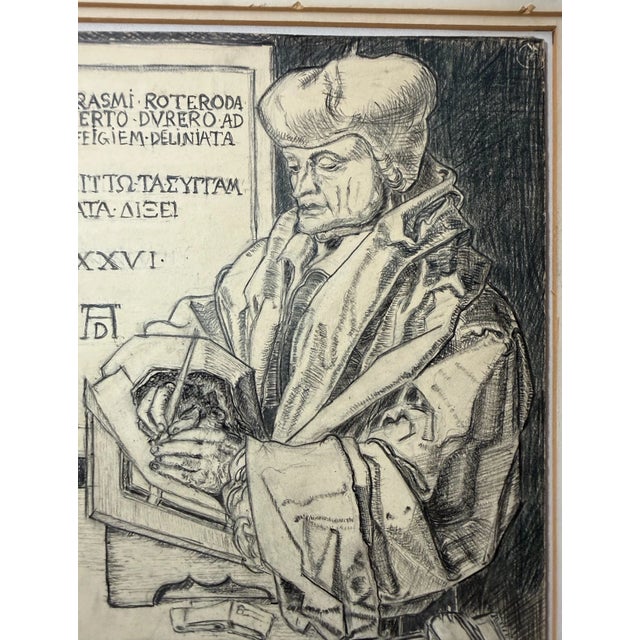 Up for sale is an original antique pencil drawing sketch of the scholar Desiderius Erasmus of Rotterdam, known for his...