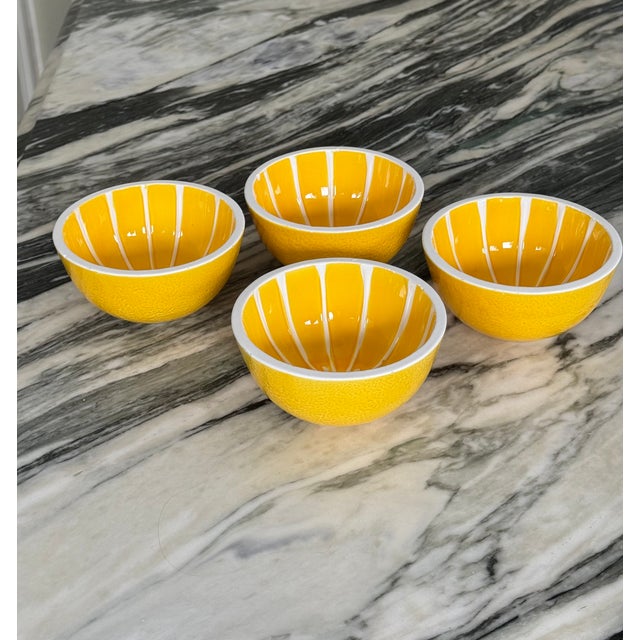 Majolica Style Vintage Lemon Motif Bowls - Set of Four For Sale In Seattle - Image 6 of 15