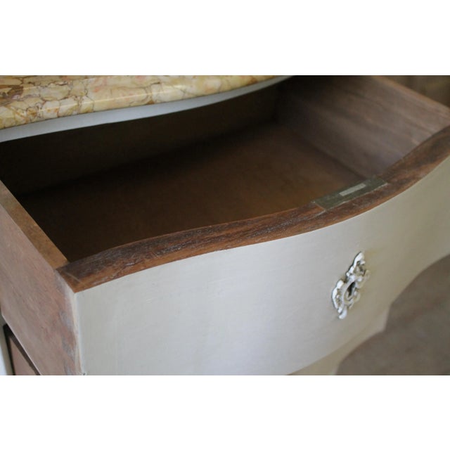 1940s Louis XV Style Marble Topped Walnut Commode For Sale - Image 11 of 12