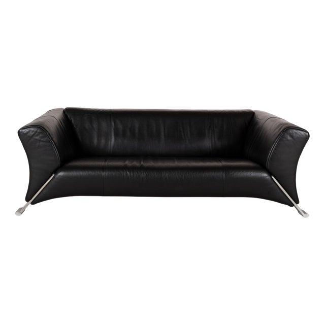 322 3-Seater Sofa in Black Leather from Rolf Benz For Sale