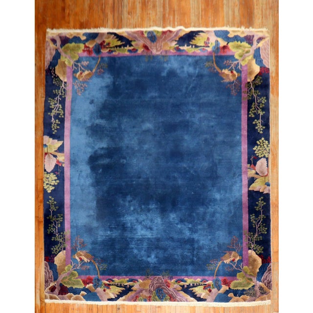 Zabihi Collection Blue Chinese Art Deco Rug For Sale - Image 16 of 18