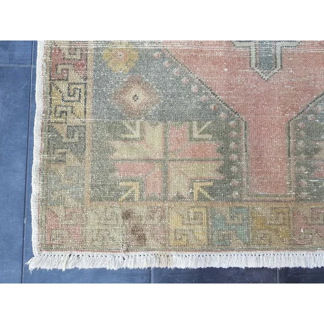 Orange 1960s Vintage Floral Handmade Rug-3’10’x8’4" For Sale - Image 8 of 11