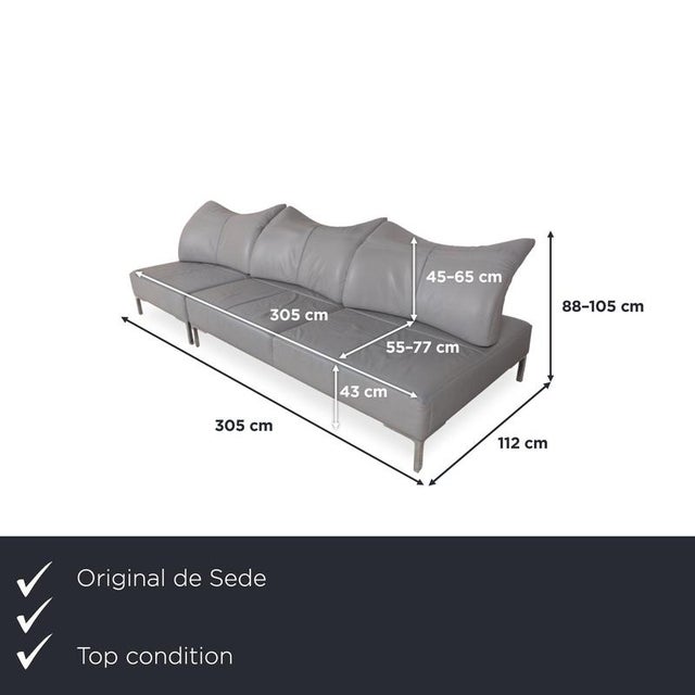 This three-seater sofa from the Swiss manufacturer de Sede is all about reduction: no armrests, no visible frame, just a...