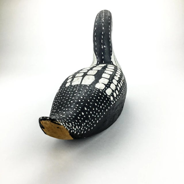 Vintage Wood Carved Folk Art Duck Statue Decoy For Sale - Image 10 of 13