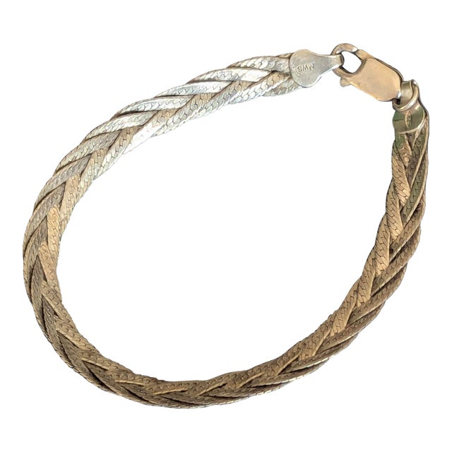 Vintage Braided Silver Bracelet From Italy For Sale