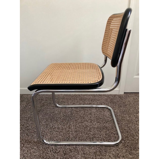 1988 Thonet Classic Breuer Side Chairs – Natural Cane, 410 Black Enamel – Pair For Sale - Image 14 of 18
