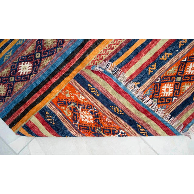 1960s Hand Woven Turkish Kilim Colorful Flat Weave Area Rug For Sale - Image 10 of 10