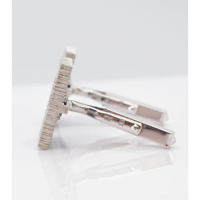 Metal Vintage 18ct White Gold and Lapis Lazuli Cufflinks, 1970s, Set of 2 For Sale - Image 7 of 9