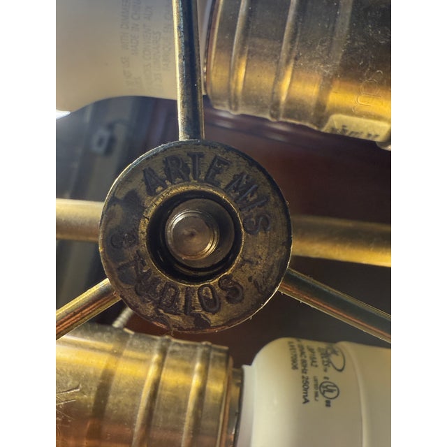 Vintage Wildwood Brass Candlestick Table Lamp With Marbled Tole Shade For Sale - Image 14 of 15