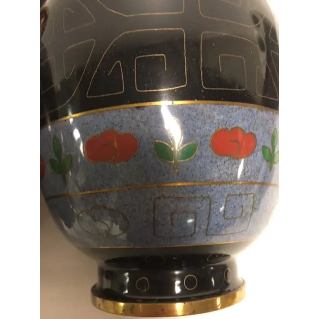 Vintage Asian Cloisonne Vases - A Pair For Sale - Image 4 of 8
