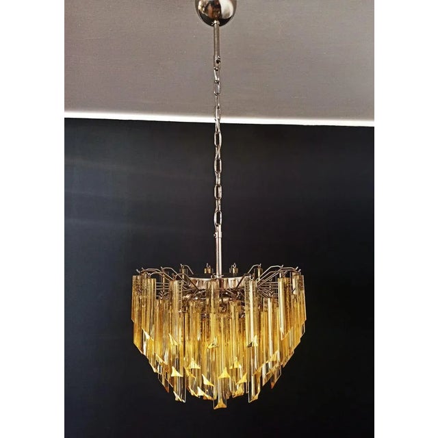 Clear Amber Triedri Murano Glass Chandelier, 1988 For Sale - Image 16 of 16