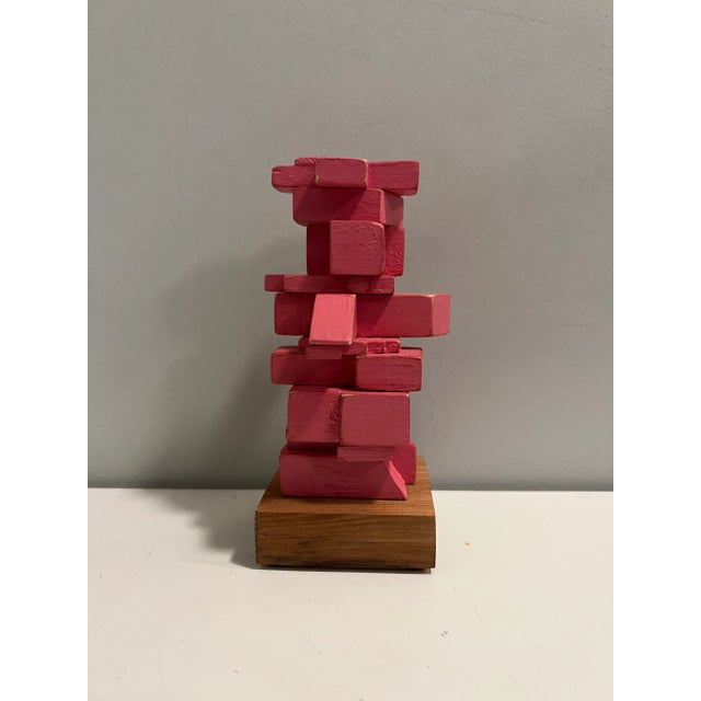 Contemporary Tom Trubshaw (1971-), Colorful Geometric Abstract Wood Sculpture, Signed, Dated For Sale - Image 3 of 5