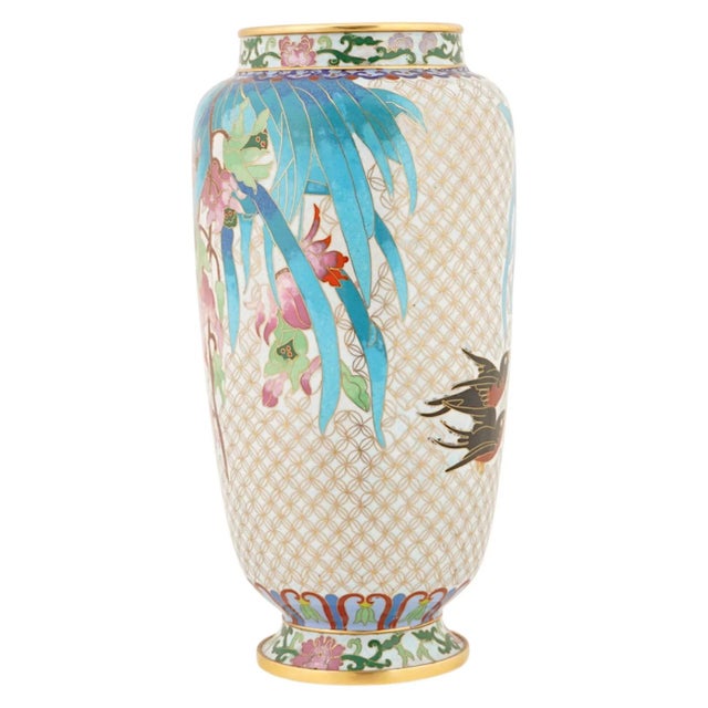 Late 19th Century Chinese Birds Polychrome Cloisonne Enamel Vase For Sale - Image 5 of 6