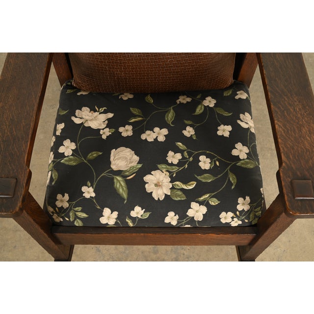 Wood Stickley Brothers Antique Mission Oak Arts & Crafts Rocking Chair, Circa 1910 For Sale - Image 7 of 14