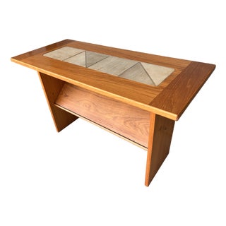 Gangsø Møbler Danish Modern Teak Console Table With Ceramic Tile Inset — Model 417, Made in Denmark, C. 1960s–70s For Sale
