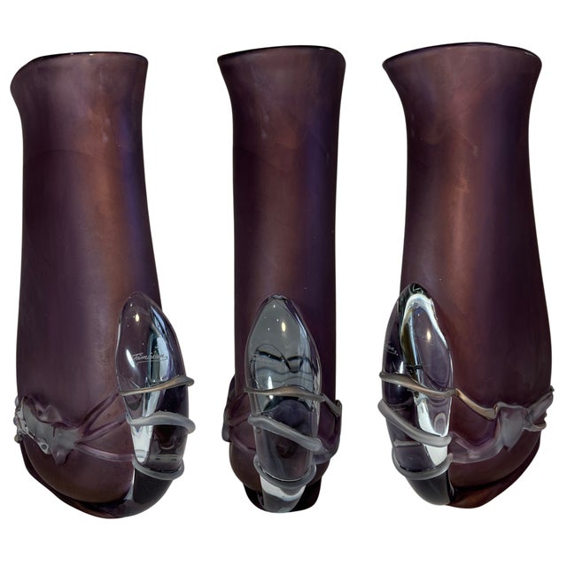 Art Glass Purple Vase Signed by Ion Tamaian For Sale - Image 14 of 18