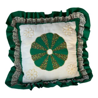 Quilt Square Ruffle Pillow For Sale