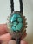 Vintage Navajo Sterling Silver and Turquoise Bolo Tie Signed Ap For Sale - Image 4 of 7