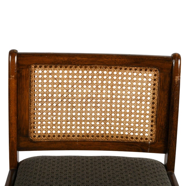 Oak Cane Back Bar Counter Stool With Upholstered Seat For Sale In Greensboro - Image 6 of 8